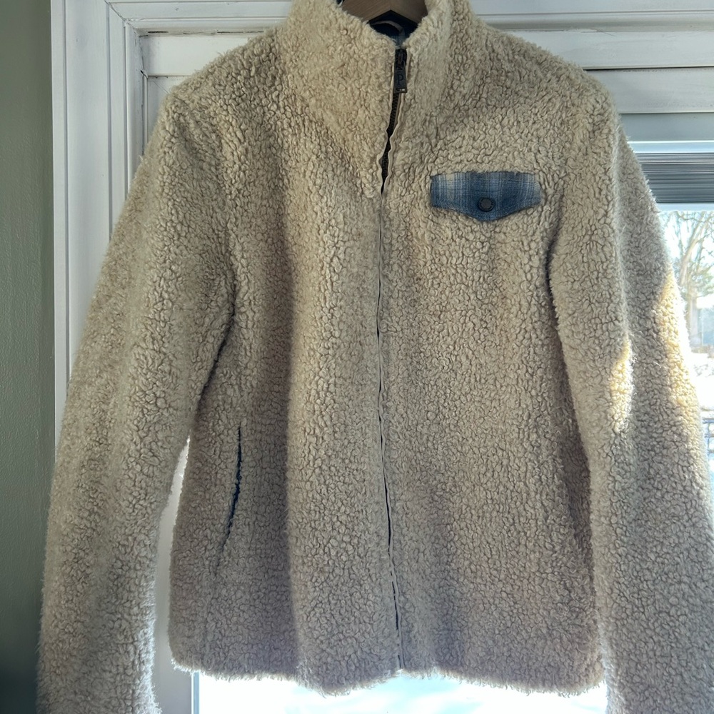 Pendleton Cream Teddy Jacket with Denim Accent